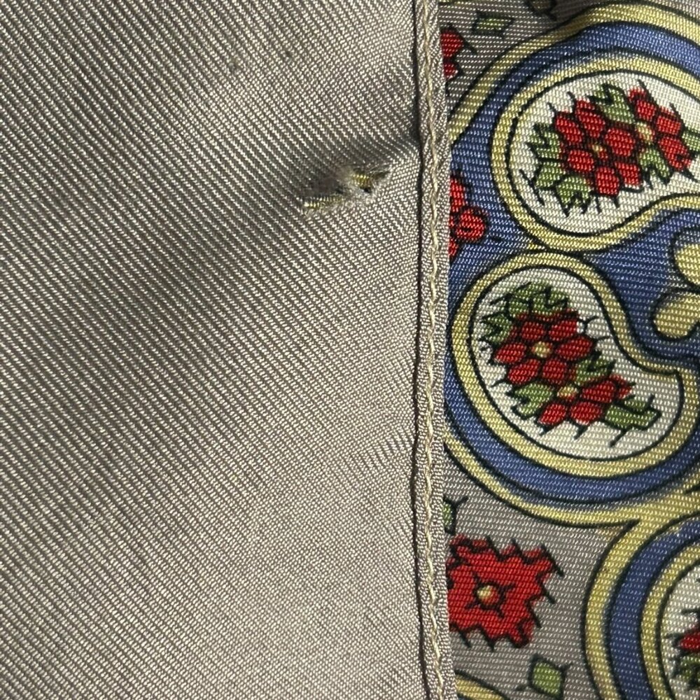 Vintage Liberty of London All Silk Scarf Gray with Reds ~ 26" x 25" - Picture 10 of 12
